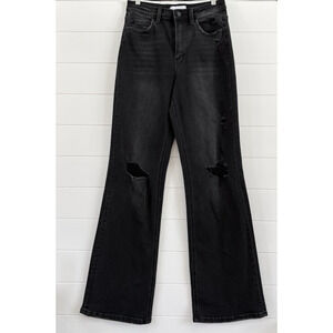 VERVET Leslie 90s Vintage Flare Jeans High Rise Distressed Black Stretch Sz 26